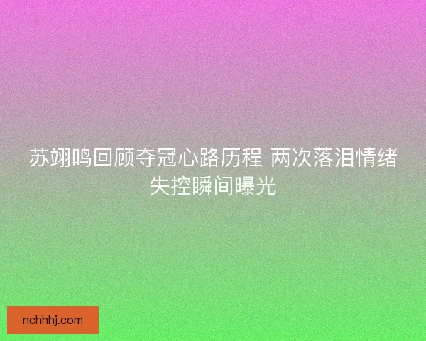 苏翊鸣回顾夺冠心路历程 两次落泪情绪失控瞬间曝光
